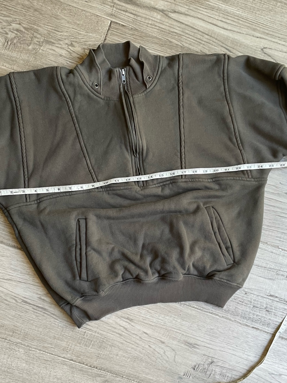 Joah Brown Retro Half Zip Pull Over Sweatshirt In Charcoal Gray Cotton SZ S/M - Picture 15 of 16